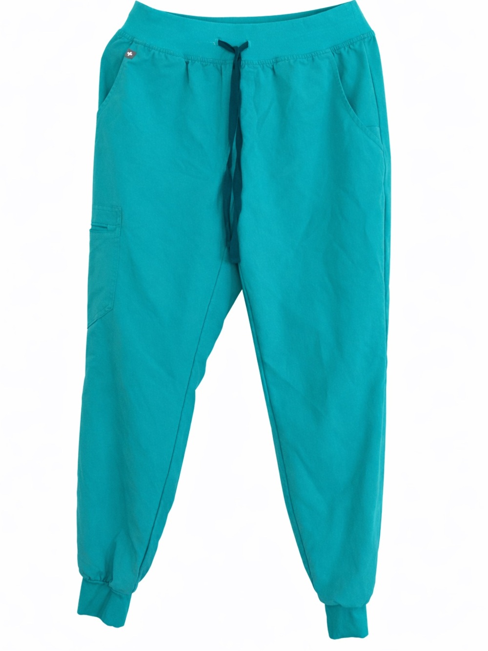 Women’s FIGS Zamora Jogger Scrub Pants in Teal, size Small.